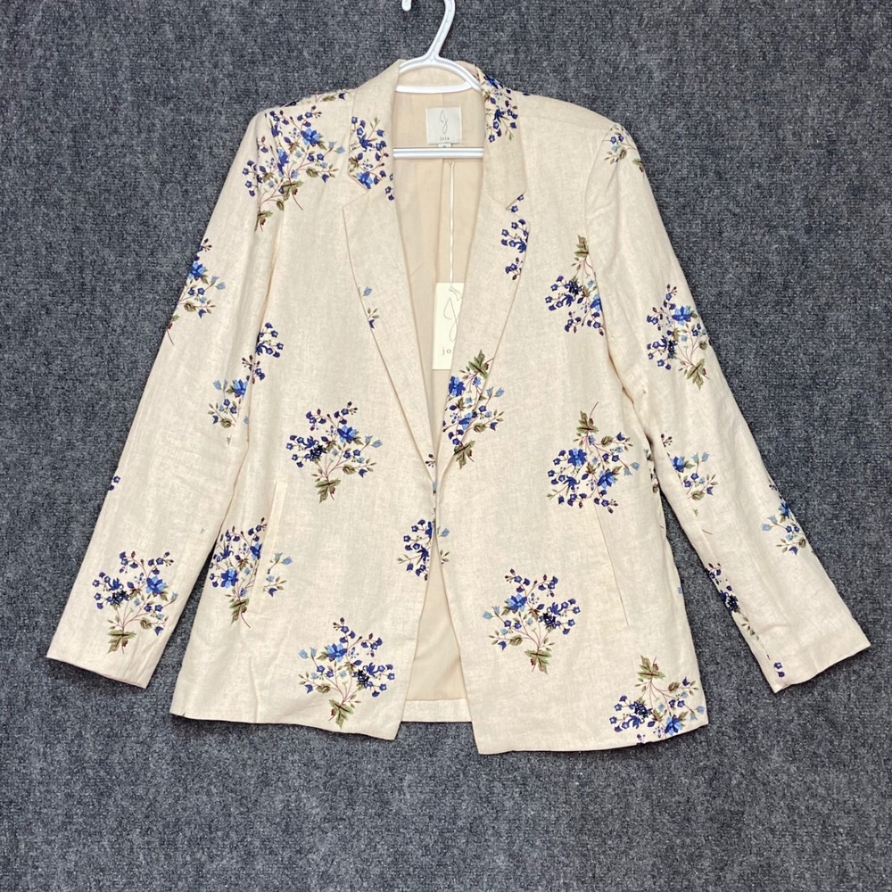Joie Floral Print Blazer Women's Medium Linen Blend Blue Flowers Jacket NWT
